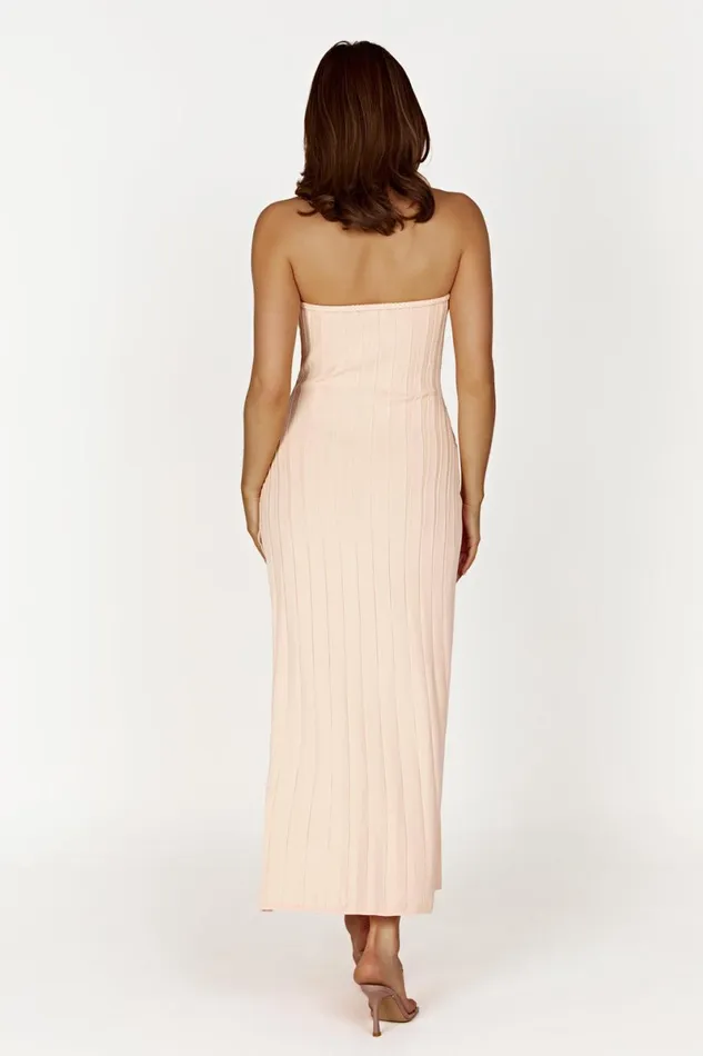 Meshki Midi Dresses Dolce Extreme Rib Strapless Midi Dress 8211 Apricot Apricot 8211 Women