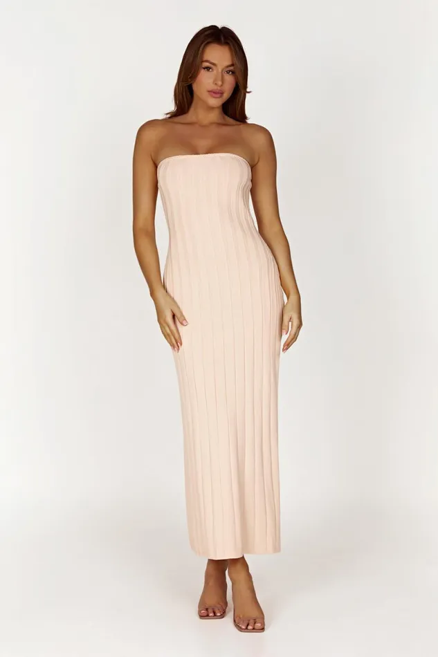 Meshki Midi Dresses Dolce Extreme Rib Strapless Midi Dress 8211 Apricot Apricot 8211 Women