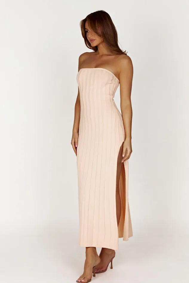 Meshki Midi Dresses Dolce Extreme Rib Strapless Midi Dress 8211 Apricot Apricot 8211 Women