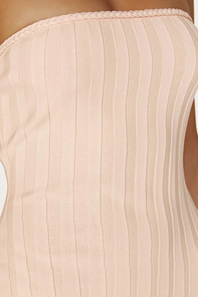 Meshki Midi Dresses Dolce Extreme Rib Strapless Midi Dress 8211 Apricot Apricot 8211 Women