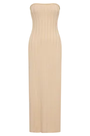 Meshki Midi Dresses Dolce Extreme Rib Strapless Midi Dress 8211 Apricot Apricot 8211 Women