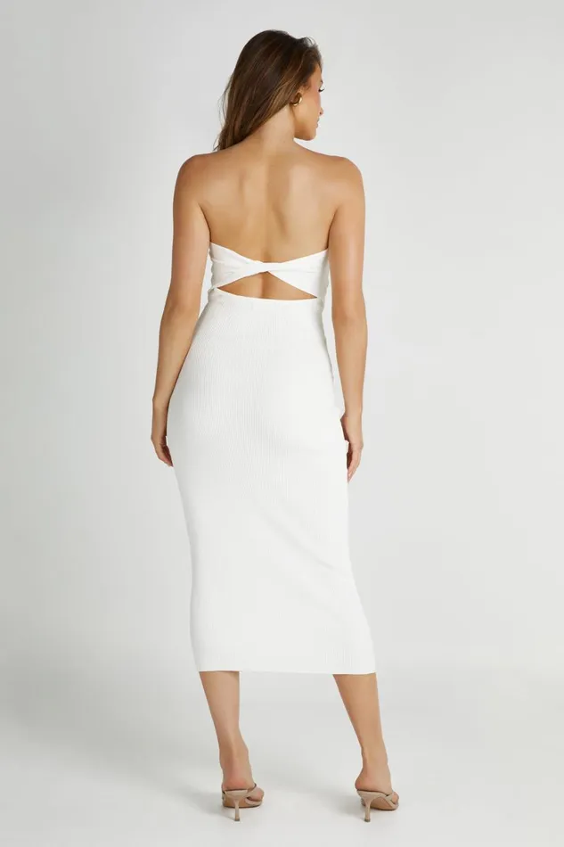 Meshki Midi Dresses Gabrielle Twist Knit Midi Dress 8211 White White 8211 Women