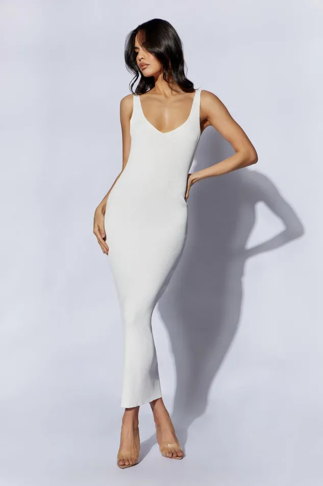 Meshki Midi Dresses Jodie V Neck Midi Dress 8211 Off White Offwhite 8211 Women