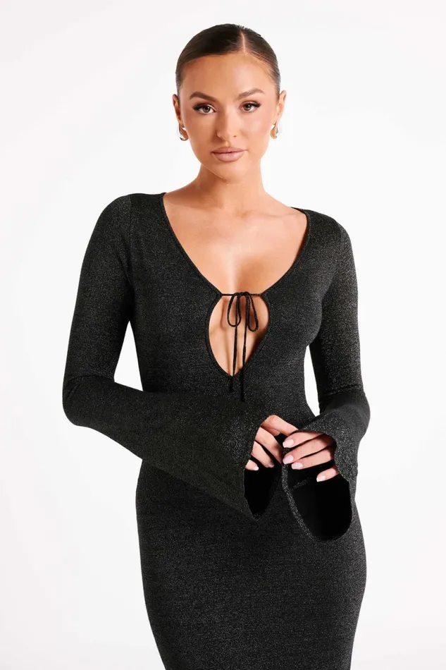 Meshki Midi Dresses Kamila Long Sleeve Midi Dress 8211 Black Black 8211 Women
