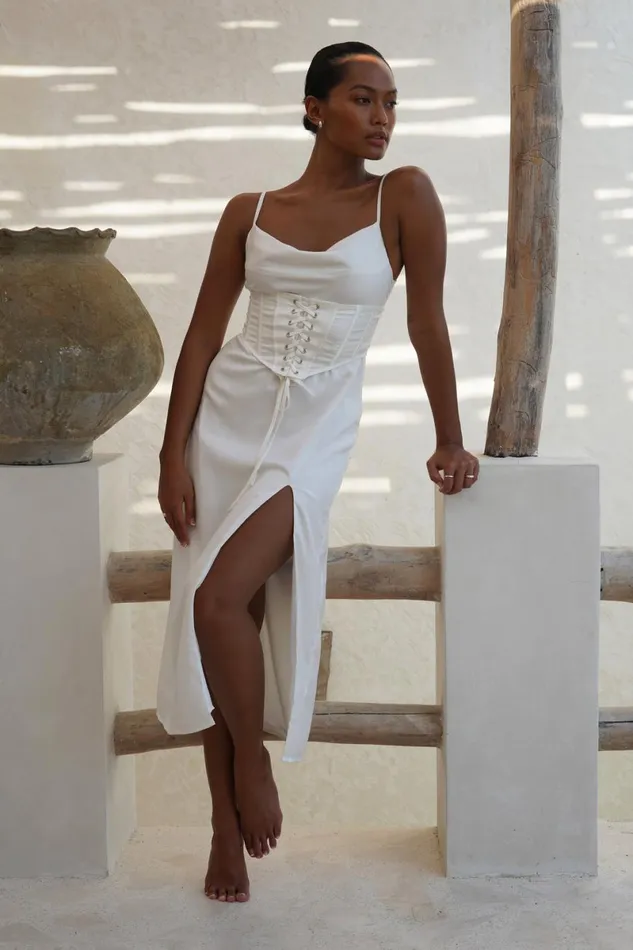 Meshki Midi Dresses Lucy Cowl Midi Dress With Corset 8211 White White 8211 Women