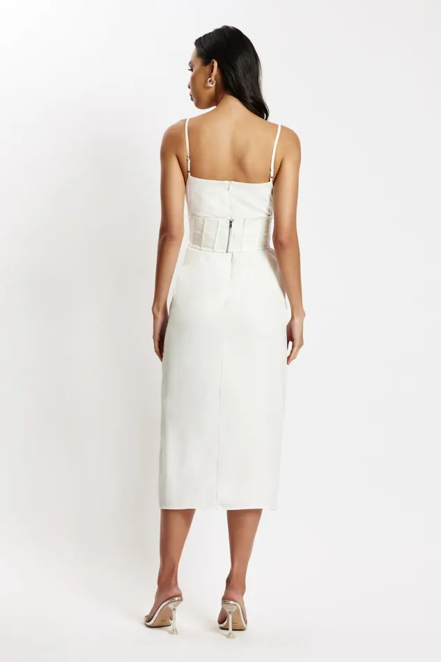 Meshki Midi Dresses Lucy Cowl Midi Dress With Corset 8211 White White 8211 Women Meshki Midi Dresses Lucy Cowl Midi Dress With Corset 8211 White White 8211 Women