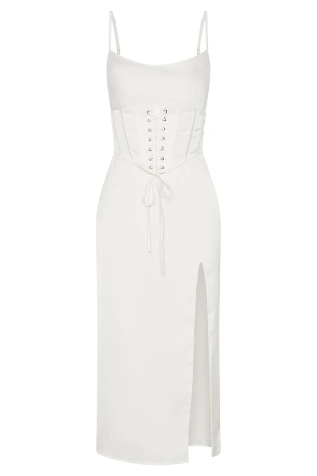 Meshki Midi Dresses Lucy Cowl Midi Dress With Corset 8211 White White 8211 Women Meshki Midi Dresses Lucy Cowl Midi Dress With Corset 8211 White White 8211 Women
