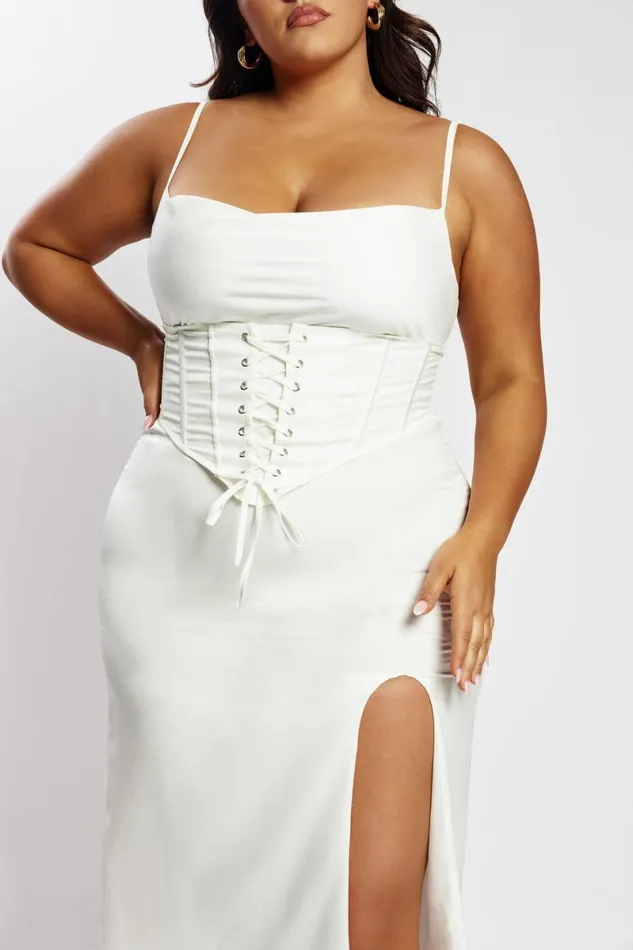 Meshki Midi Dresses Lucy Cowl Midi Dress With Corset 8211 White White 8211 Women Meshki Midi Dresses Lucy Cowl Midi Dress With Corset 8211 White White 8211 Women