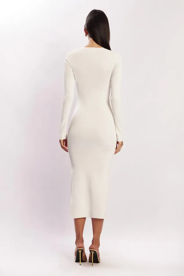 Meshki Midi Dresses Mila Twist Front Knit Midi Dress 8211 White White 8211 Women