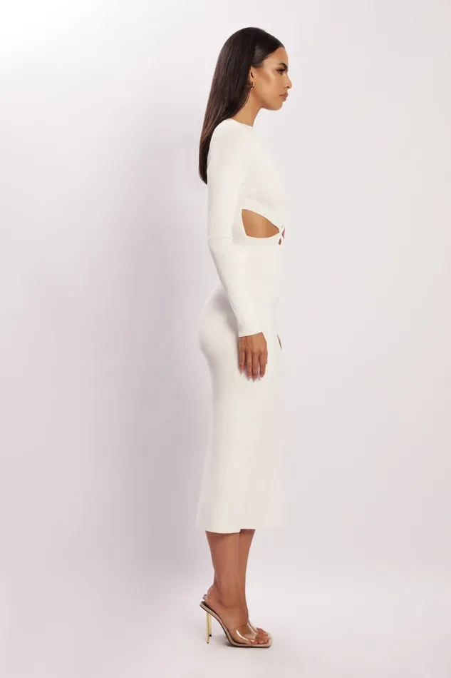 Meshki Midi Dresses Mila Twist Front Knit Midi Dress 8211 White White 8211 Women