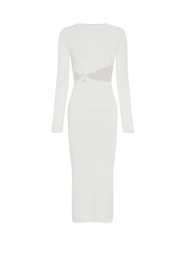 Meshki Midi Dresses Mila Twist Front Knit Midi Dress 8211 White White 8211 Women