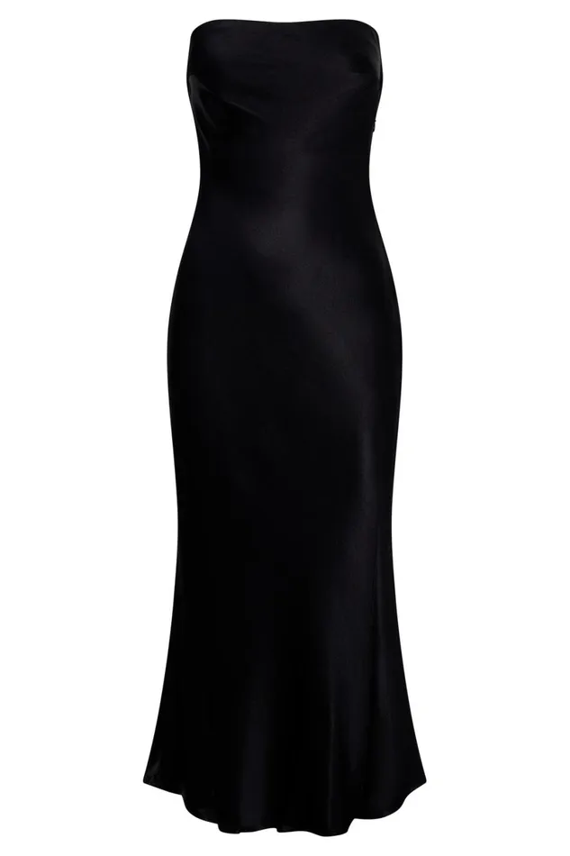 Meshki Midi Dresses Mischa Strapless Midi Dress With Lace Detailing 8211 Black Black 8211 Women