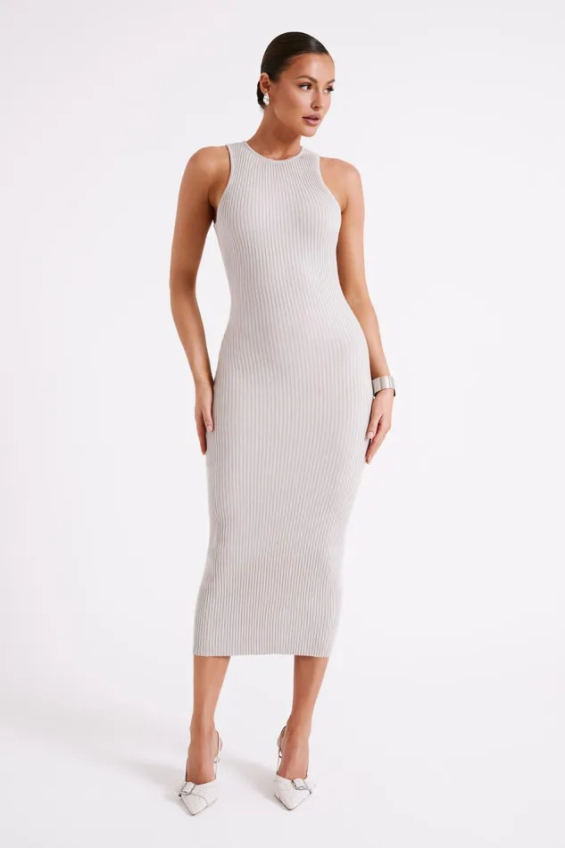 Meshki Midi Dresses Sienna Knit Midi Dress 8211 Grey Grey 8211 Women