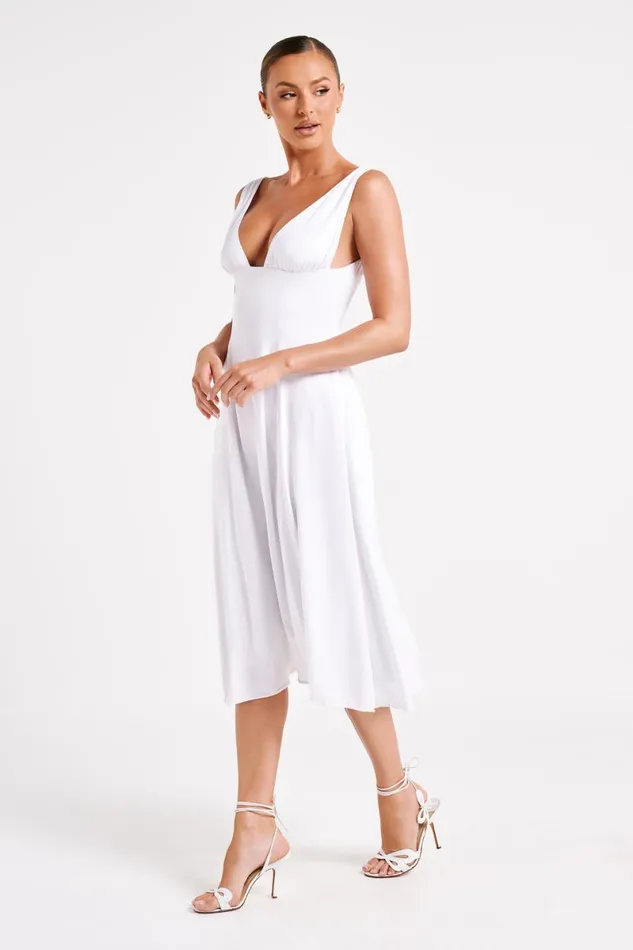 Meshki Midi Dresses Soledad Gathered Midi Dress 8211 White White 8211 Women