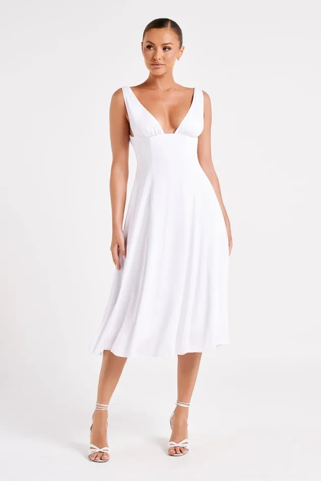 Meshki Midi Dresses Soledad Gathered Midi Dress 8211 White White 8211 Women