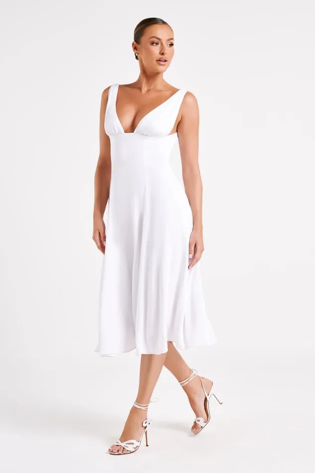 Meshki Midi Dresses Soledad Gathered Midi Dress 8211 White White 8211 Women