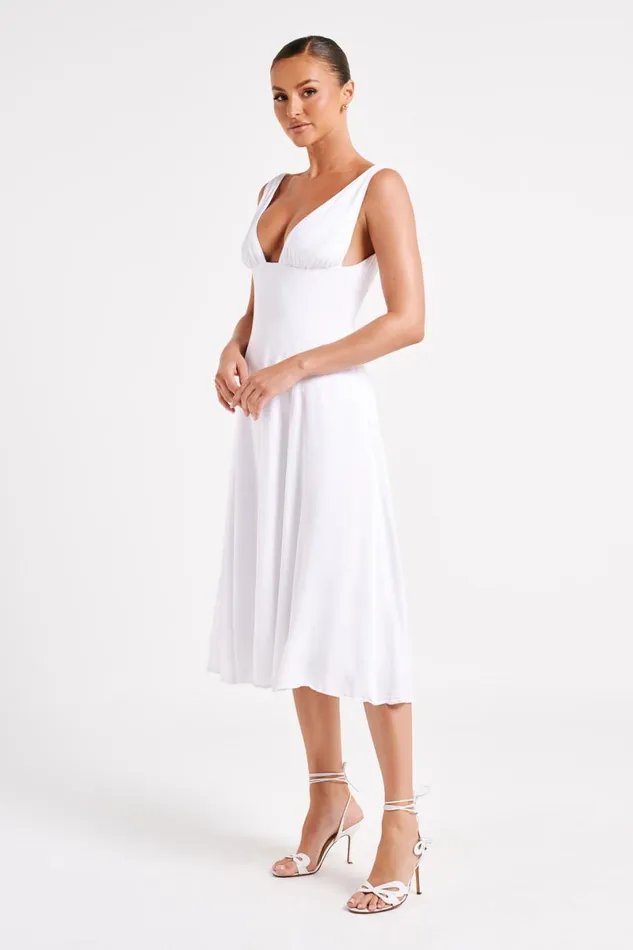 Meshki Midi Dresses Soledad Gathered Midi Dress 8211 White White 8211 Women