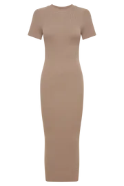 Meshki Midi Dresses Sonia Short Sleeve Knit Midi Dress 8211 Taupe Taupe 8211 Women