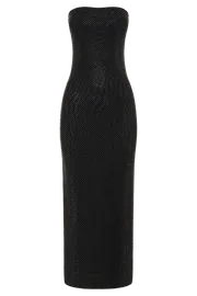 Meshki Midi Dresses Waverly Strapless Diamante Midi Dress 8211 Black Black 8211 Women