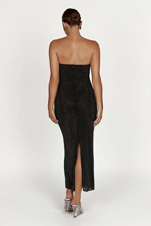 Meshki Midi Dresses Waverly Strapless Diamante Midi Dress 8211 Black Black 8211 Women