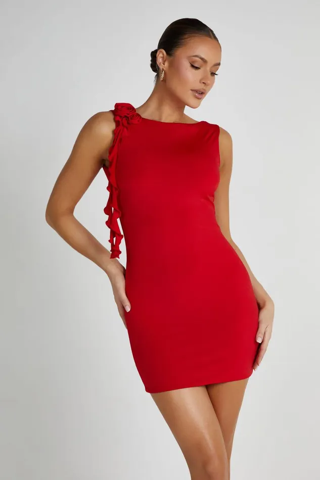 Meshki Mini Dresses Bronte Backless Rose Mini Dress 8211 Red Red 8211 Women