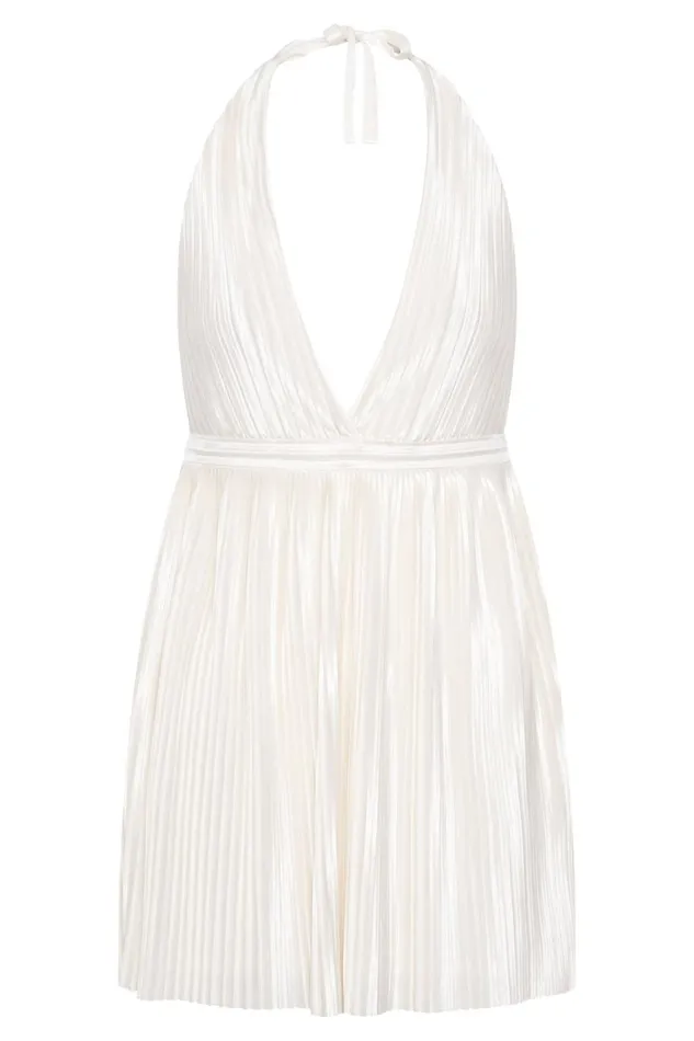 Meshki Mini Dresses Darya Pleated Mini Halter Dress 8211 Wheat Wheat 8211 Women Meshki Mini Dresses Darya Pleated Mini Halter Dress 8211 Wheat Wheat 8211 Women