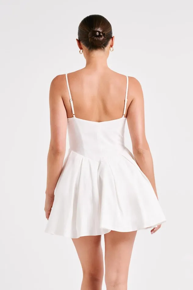 Meshki Mini Dresses Dorinda Pleated Linen Mini Dress 8211 White White 8211 Women Meshki Mini Dresses Dorinda Pleated Linen Mini Dress 8211 White White 8211 Women