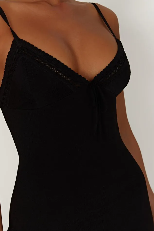 Meshki Mini Dresses Ellis Pointelle Knit Mini Dress 8211 Black Black 8211 Women