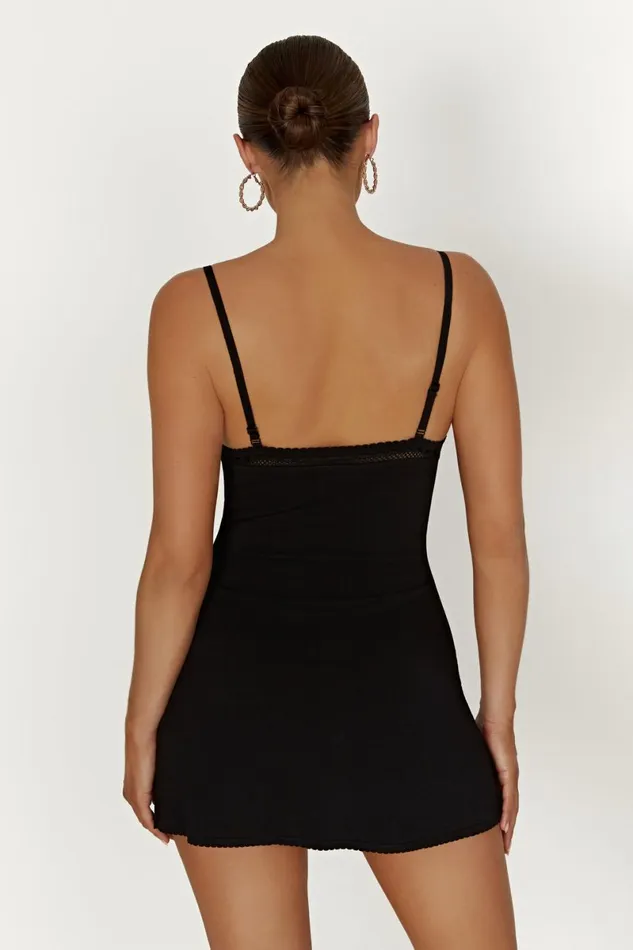 Meshki Mini Dresses Ellis Pointelle Knit Mini Dress 8211 Black Black 8211 Women