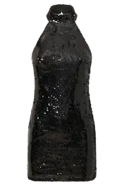 Meshki Mini Dresses Jayne Sequin Halter Mini Dress 8211 Black Black 8211 Women