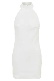 Meshki Mini Dresses Jayne Sequin Halter Mini Dress 8211 White White 8211 Women