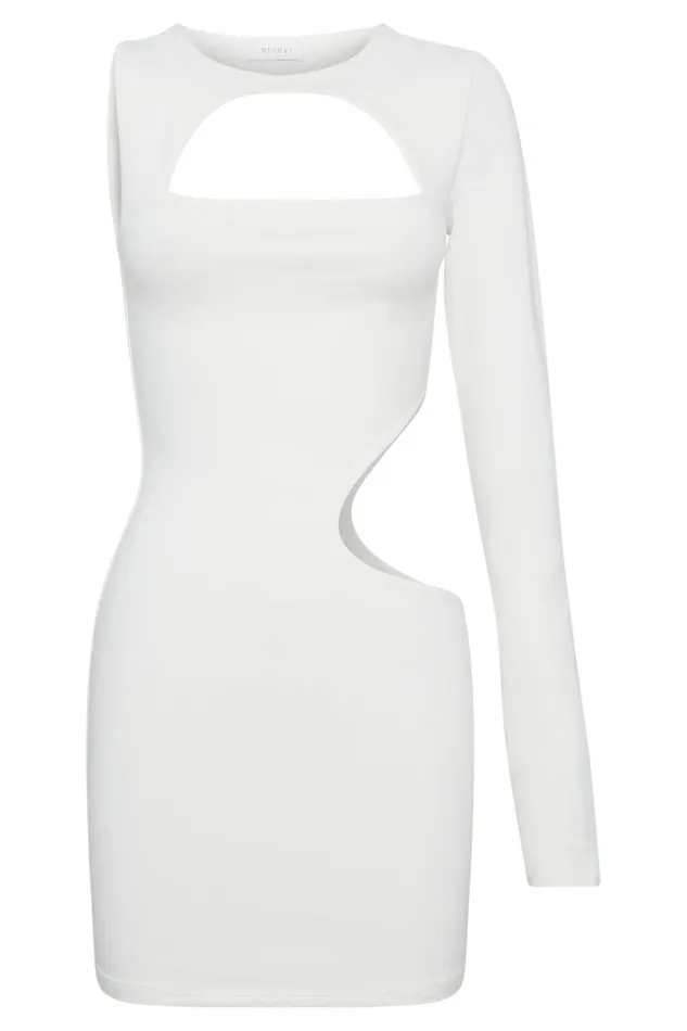 Meshki Mini Dresses Kat One Shoulder Glove Mini Dress With Cut Out 8211 White White 8211 Women Meshki Mini Dresses Kat One Shoulder Glove Mini Dress With Cut Out 8211 White White 8211 Women