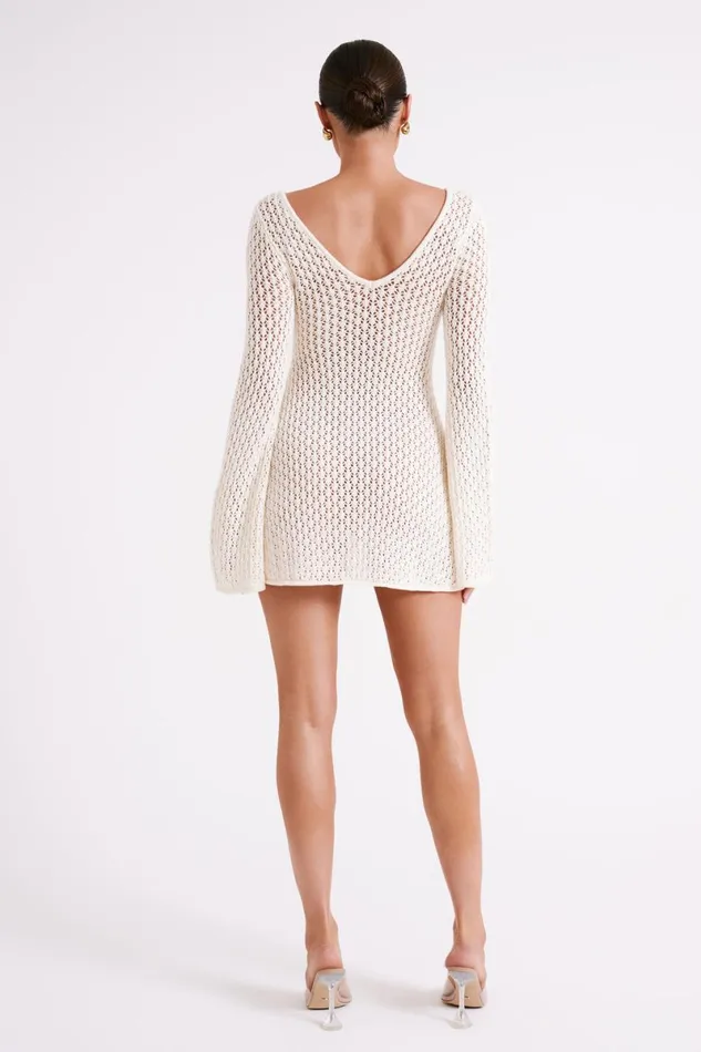Meshki Mini Dresses Kayleigh Crochet Knit Mini Dress 8211 White White 8211 Women