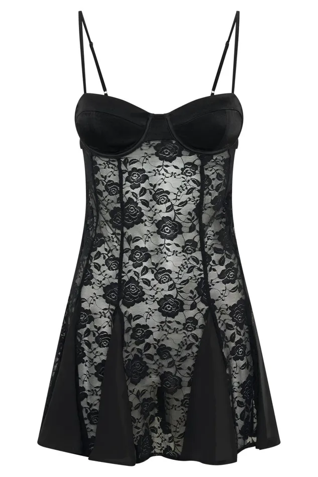 Meshki Mini Dresses Lolita Lace Mini Dress 8211 Black Black 8211 Women