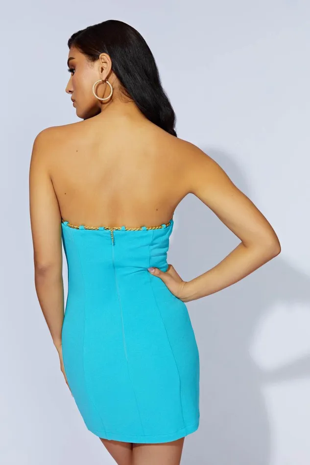 Meshki Mini Dresses Noelle Chain Mini Dress 8211 Aquamarine Aquamarine 8211 Women Meshki Mini Dresses Noelle Chain Mini Dress 8211 Aquamarine Aquamarine 8211 Women