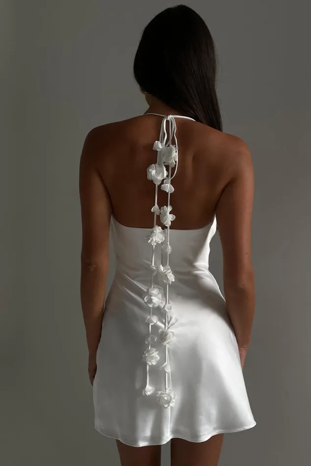 Meshki Mini Dresses Otillie Rose Halter Mini Dress 8211 White White 8211 Women