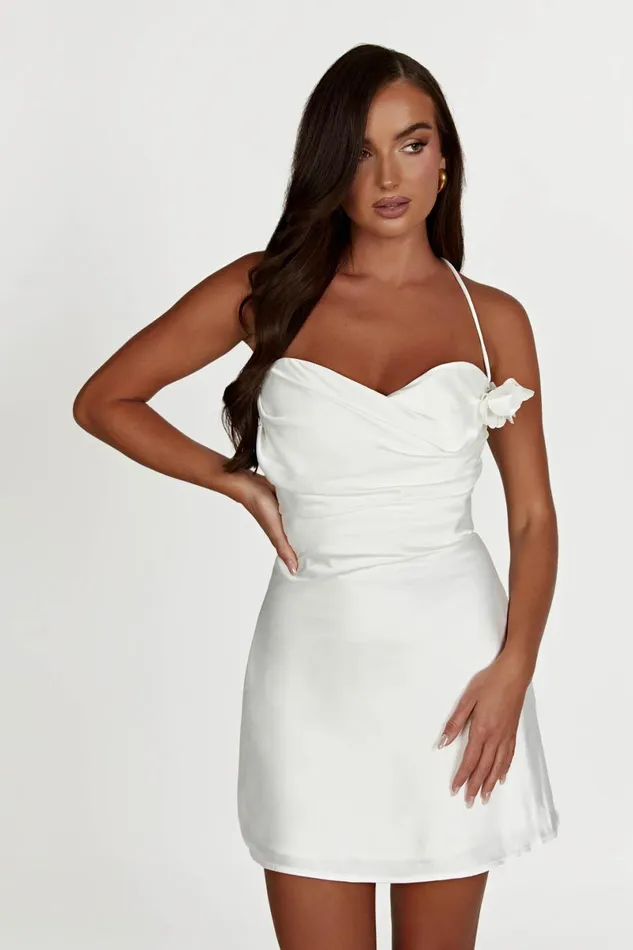 Meshki Mini Dresses Otillie Rose Halter Mini Dress 8211 White White 8211 Women