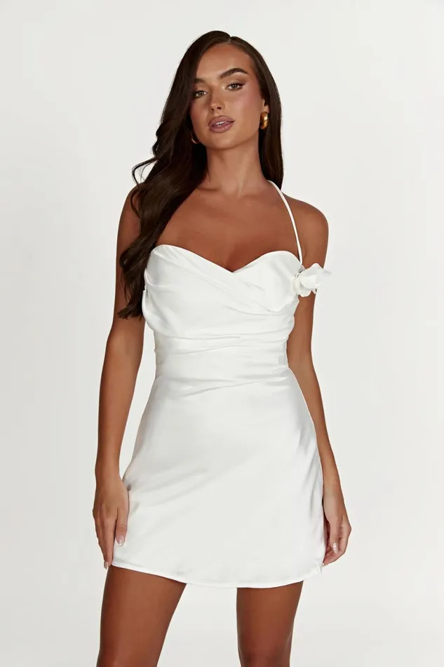 Meshki Mini Dresses Otillie Rose Halter Mini Dress 8211 White White 8211 Women