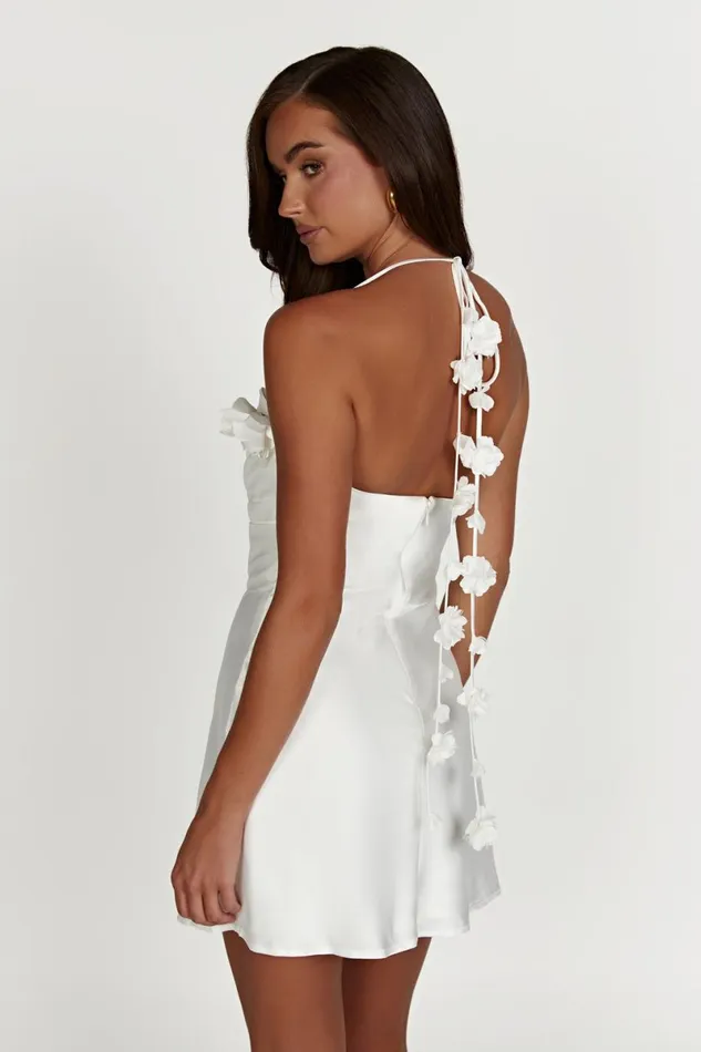 Meshki Mini Dresses Otillie Rose Halter Mini Dress 8211 White White 8211 Women