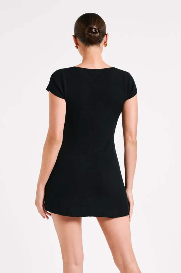 Meshki Mini Dresses Paula Buttoned Knit Mini Dress 8211 Black Black 8211 Women Meshki Mini Dresses Paula Buttoned Knit Mini Dress 8211 Black Black 8211 Women