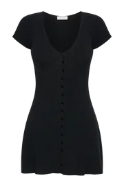 Meshki Mini Dresses Paula Buttoned Knit Mini Dress 8211 Black Black 8211 Women Meshki Mini Dresses Paula Buttoned Knit Mini Dress 8211 Black Black 8211 Women