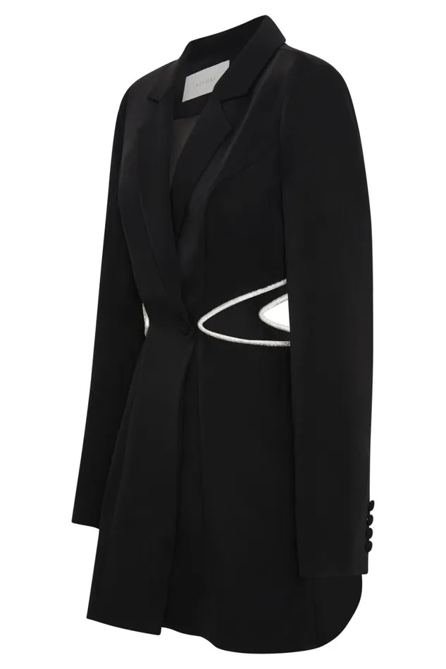 Meshki Mini Dresses Shyann Diamante Cut Out Blazer Dress 8211 Black Black 8211 Women