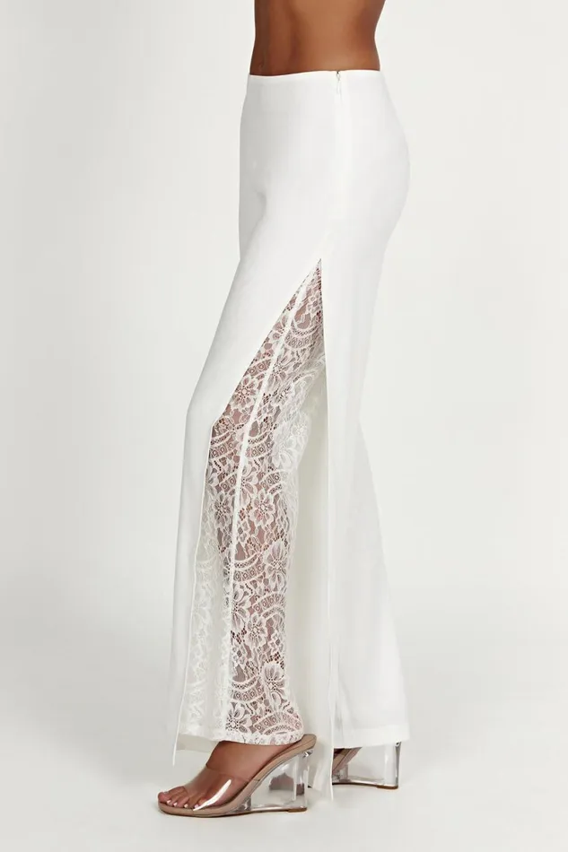 Meshki Pants Estee Split Lace Pants 8211 White White 8211 Women