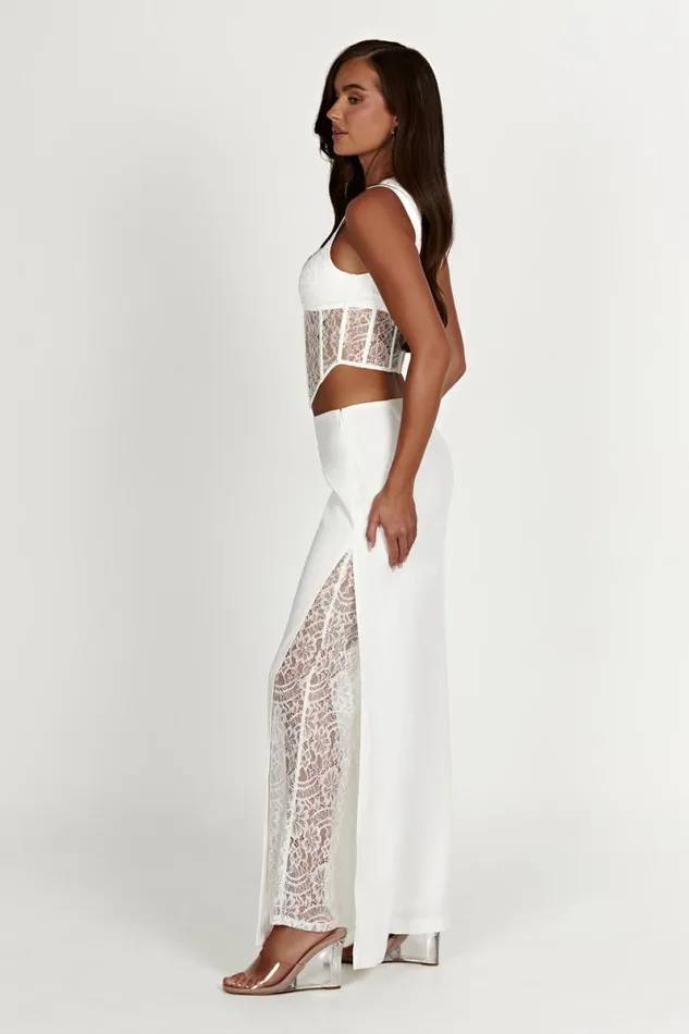 Meshki Pants Estee Split Lace Pants 8211 White White 8211 Women
