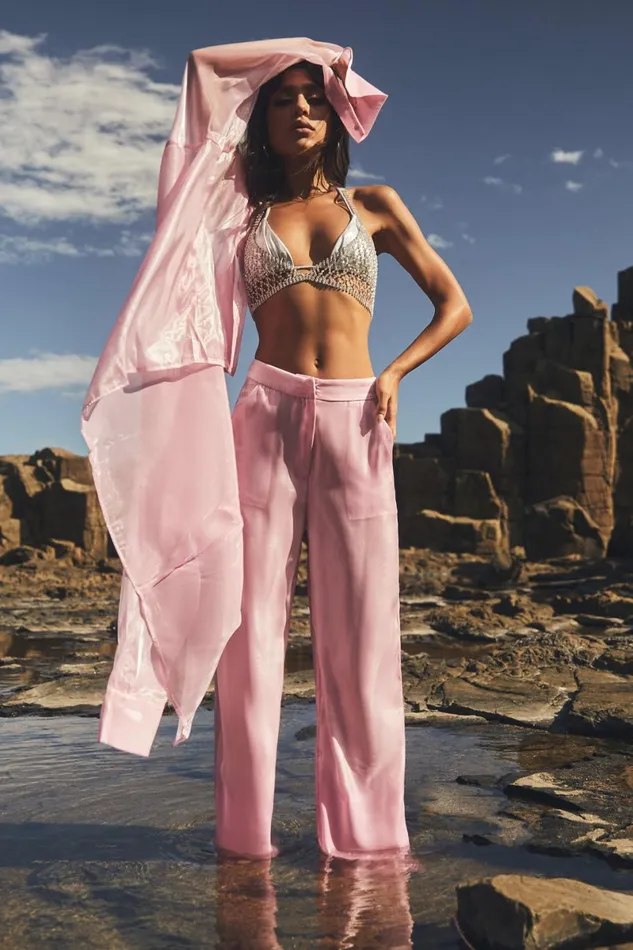 Meshki Pants Kinsley Sheer Pants 8211 Candy Pink Candypink 8211 Women
