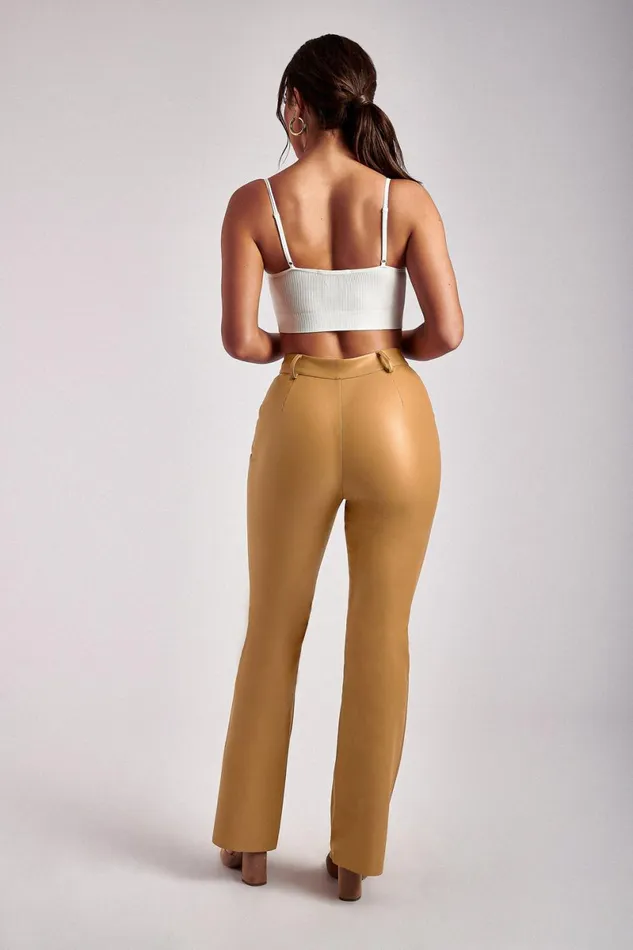Meshki Pants Tyra Straight Leg Faux Leather Pants 8211 Tan Tan 8211 Women Meshki Pants Tyra Straight Leg Faux Leather Pants 8211 Tan Tan 8211 Women