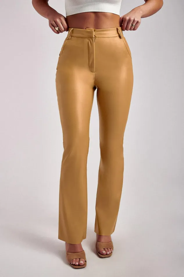 Meshki Pants Tyra Straight Leg Faux Leather Pants 8211 Tan Tan 8211 Women Meshki Pants Tyra Straight Leg Faux Leather Pants 8211 Tan Tan 8211 Women