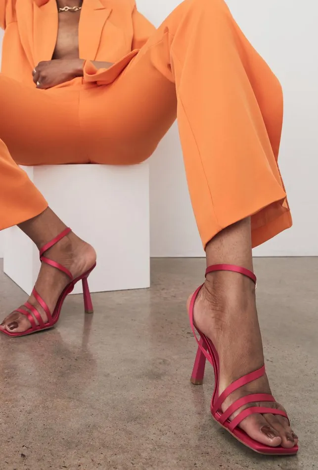 Meshki Shoes Lena Three Strap Satin Heels 8211 Pink Pink 8211 Women Meshki Shoes Lena Three Strap Satin Heels 8211 Pink Pink 8211 Women