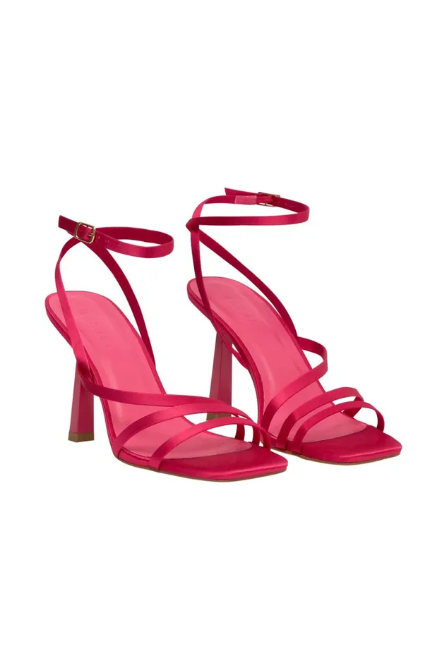 Meshki Shoes Lena Three Strap Satin Heels 8211 Pink Pink 8211 Women Meshki Shoes Lena Three Strap Satin Heels 8211 Pink Pink 8211 Women