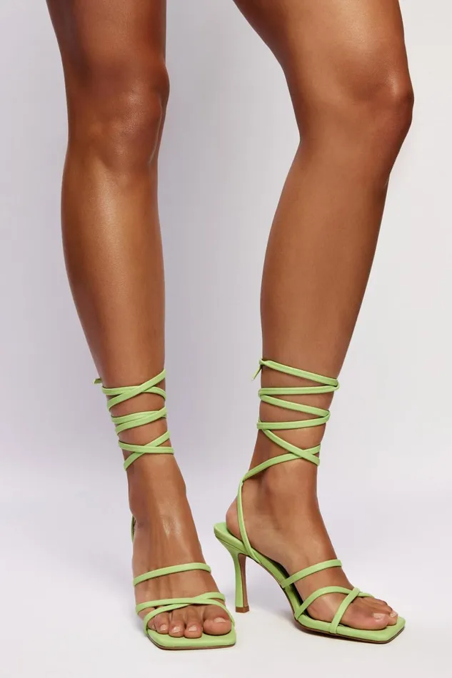Meshki Shoes Milly Faux Leather Wrap Around Heels 8211 Lime Green Limegreen 8211 Women Meshki Shoes Milly Faux Leather Wrap Around Heels 8211 Lime Green Limegreen 8211 Women
